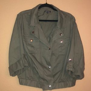 Olive crop bomber jacket